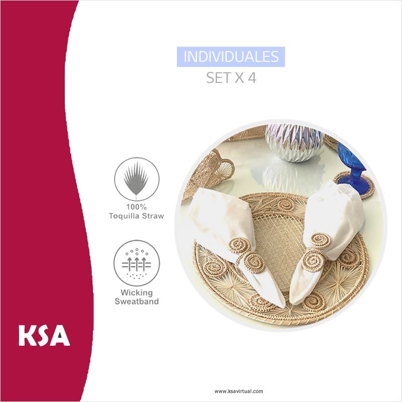 Individuales para mesa Set x 4 unidades - Fibra Natural Toquilla