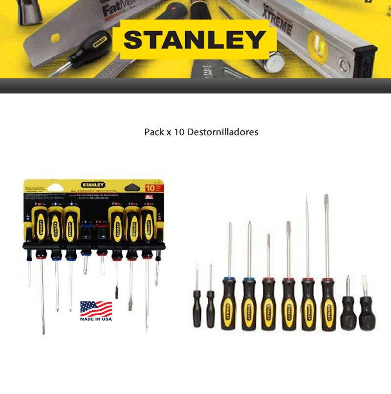 Destornilladores Stanley Pack x 10 Unid