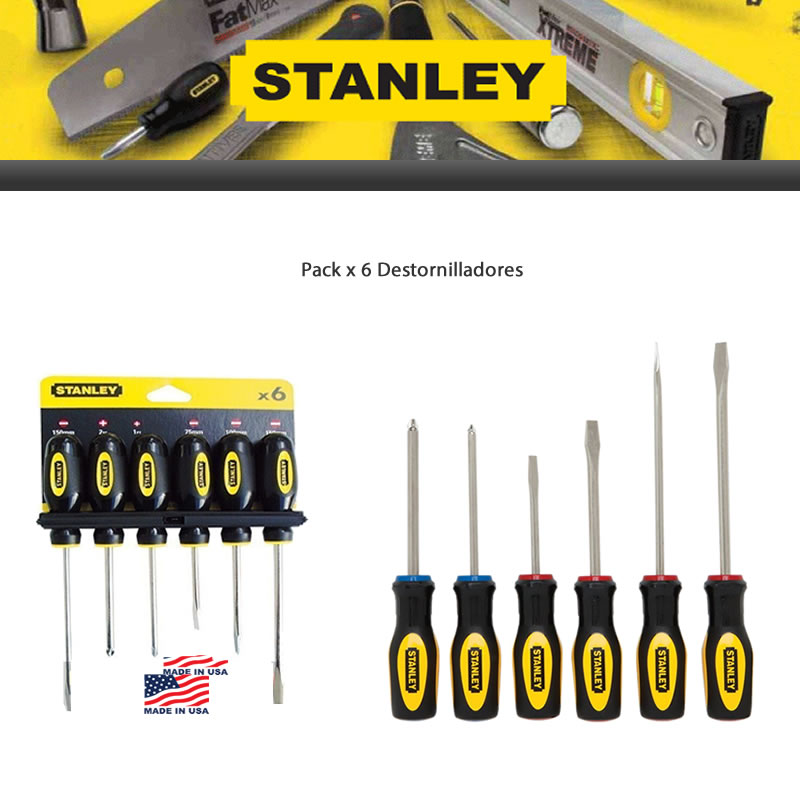 Destornilladores Stanley Pack x 6 Unid -