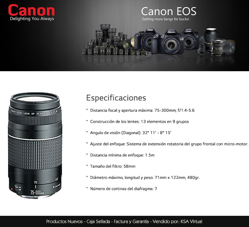 Lente Canon EF 75-300mm f-4-5-6 III - KS