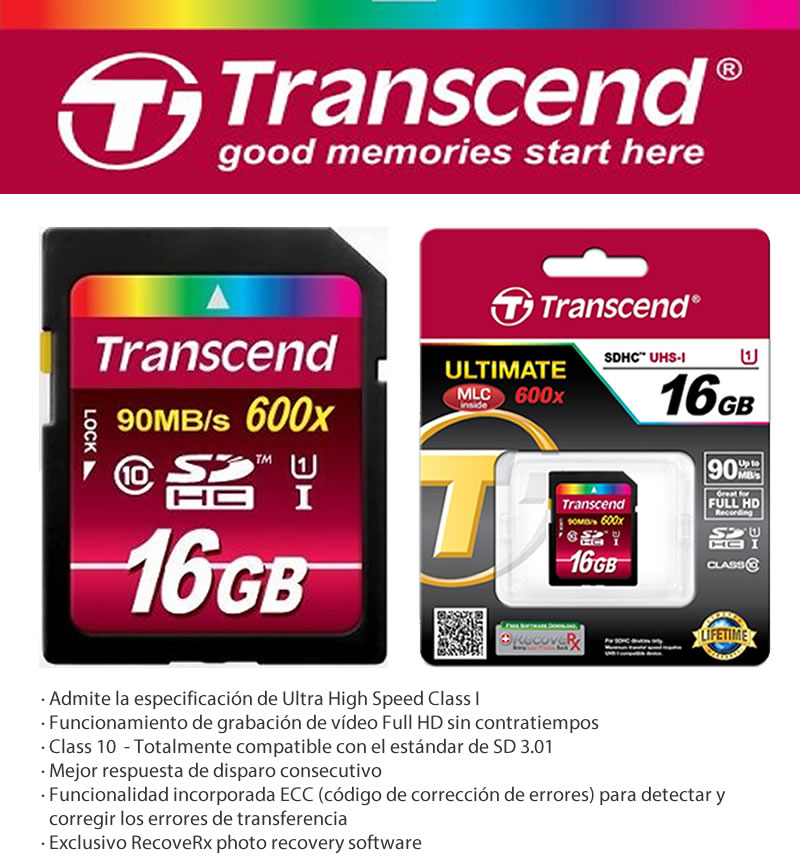 Memoria SD Transcend 16 GB - 90 mb - 0.j